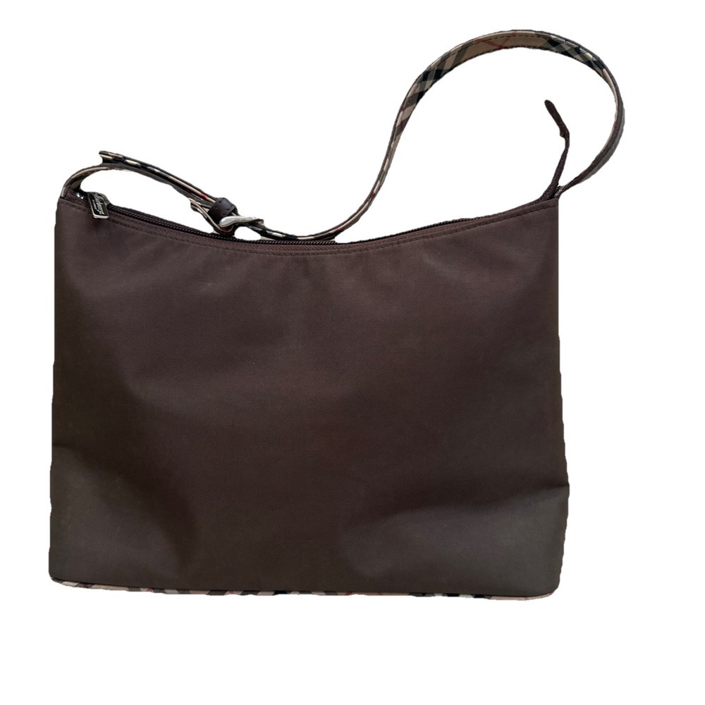 Burberrys BLUE LABEL Check Shoulder Tote Bag Nylon‎ Leather color Brown